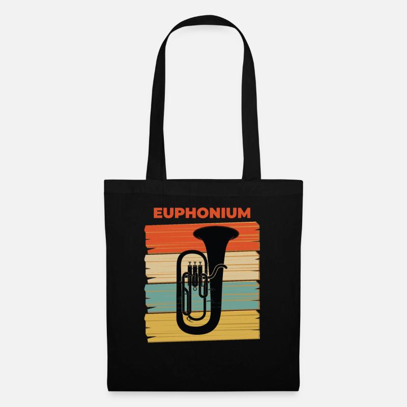 Euphonium Retro Vintage Design Geschenk Tuba - Stoffbeutel - Schwarz