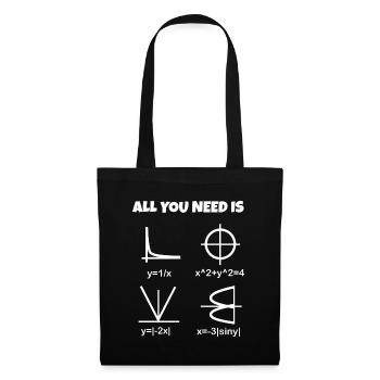 Amour, maths - le cœur sous forme de formule et de graphique - Sac en tissu - noir - Devant