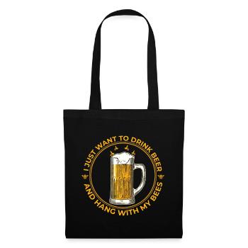 Bier Bienen Imker lustiger Spruch - Stoffbeutel - Schwarz - Vorne