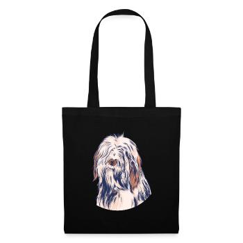 tête de chien poilue drôle - Sac en tissu - noir - Devant
