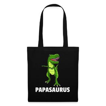 Dinosaurier Dino T-Rex Papa Vater Papi Geschenk - Stoffbeutel - Schwarz - Vorne