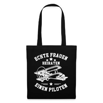 Avion femme pilote se marier voler mariage - Sac en tissu - noir - Devant