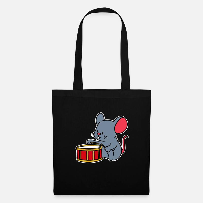 Baby Kind Kinder Trommel Maus Musik Geschenk süß - Stoffbeutel - Schwarz