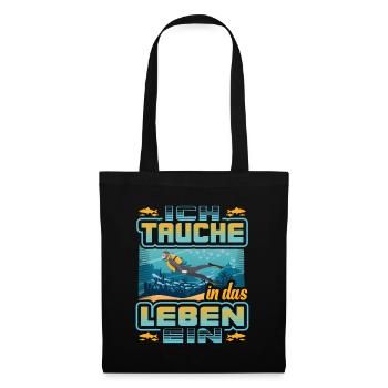 Taucher, Tauchen, Dive, Diving - Stoffbeutel - Schwarz - Vorne