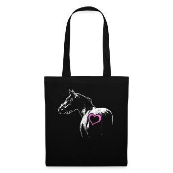 cheval amour de cheval amour rose coeur cadeau - Sac en tissu - noir - Devant