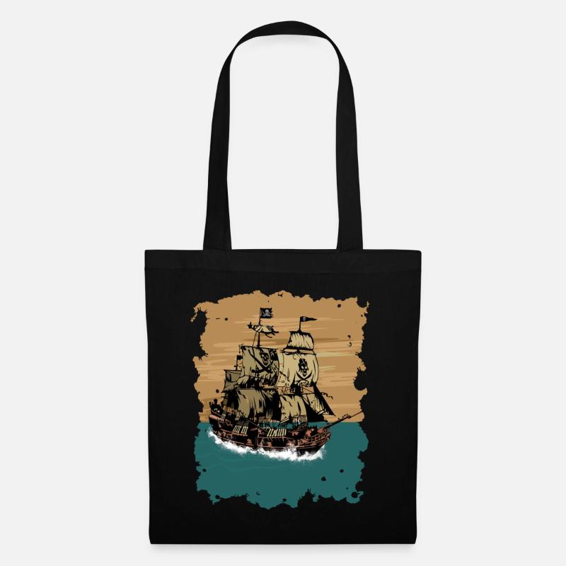 Piratenschiff - Stoffbeutel - Schwarz