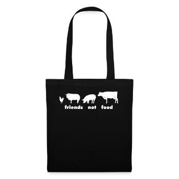 Friends Not Food T-Shirt Geschenk Vegan Tierschutz - Stoffbeutel - Schwarz - Vorne