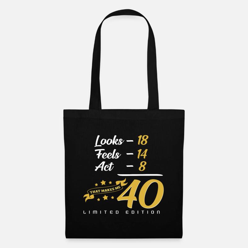 40. Geburtstag - Stoffbeutel - Schwarz