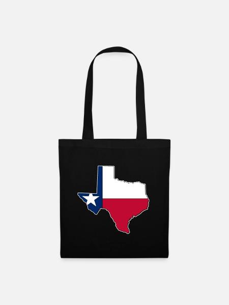 Texas Flagge Landkarte - Stoffbeutel - Schwarz