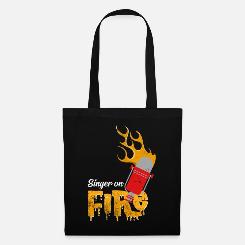 Singer On Fire Mikrophon Musikalisch Geschenkidee - Stoffbeutel - Schwarz