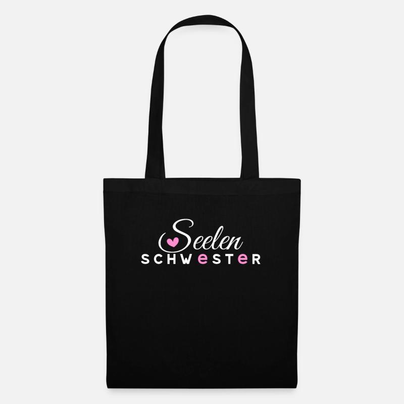 Seelenschwester beste Freundin Geschenk - Stoffbeutel - Schwarz