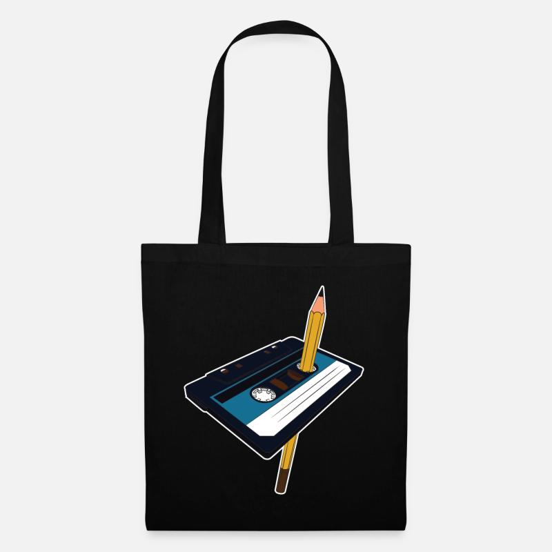 Kassette Bleistift Stift Audiokassette Mixtape Geschenk - Stoffbeutel - Schwarz