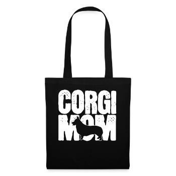Corgi-Mutter - Stoffbeutel - Schwarz - Vorne
