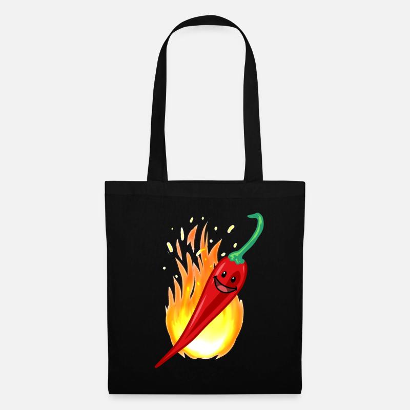 Peperoni Chilli Restaurant scharf Gewürz Speise - Stoffbeutel - Schwarz