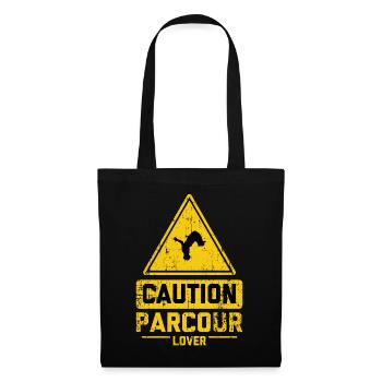 CAUTION PARCOUR LOVER - Stoffbeutel - Schwarz - Vorne