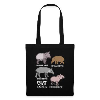 Tapir Danta Baird Zoo Tiere Geschenk - Stoffbeutel - Schwarz - Vorne