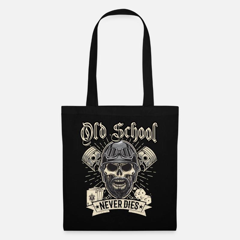 Old School Biker Chopper Motorradfahrer - Stoffbeutel - Schwarz
