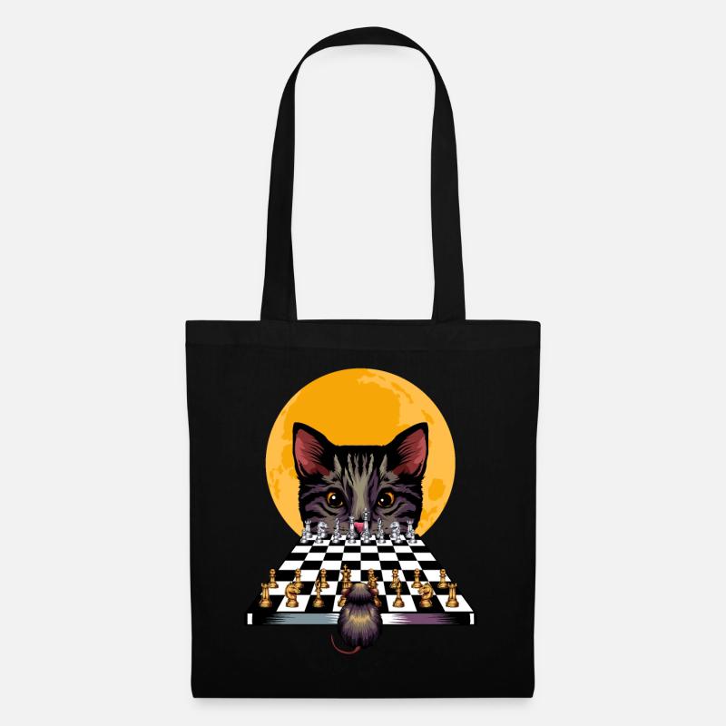Chat souris jeu d'échecs - Sac en tissu - noir