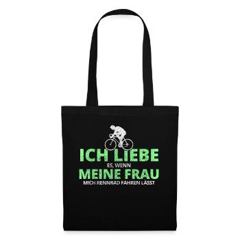 Fahrrad Rennrad Opa Papa Frau Lustig Rennradfahren - Stoffbeutel - Schwarz - Vorne