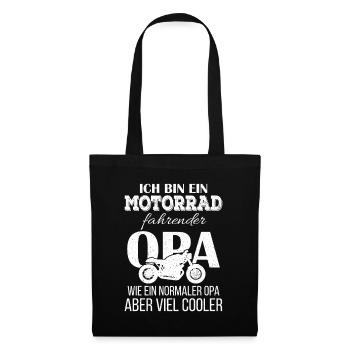 Opa Motorrad Großvater Motorradfahrer Geschenkidee - Stoffbeutel - Schwarz - Vorne
