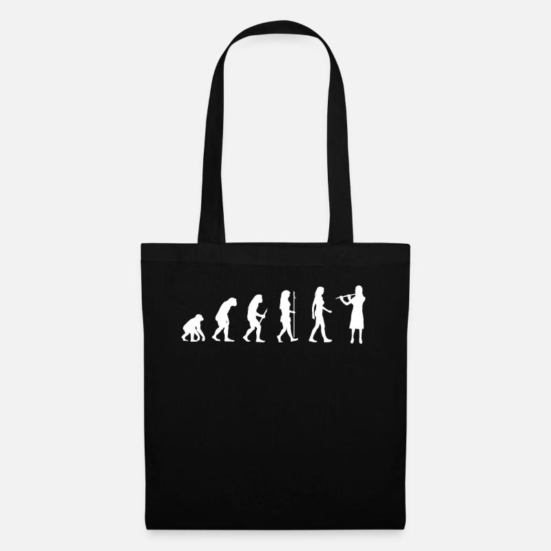 Flutist Gift Transverse Flute Player Evolution Man - Tote Bag - black