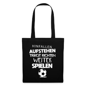 Fußball hinfallen aufstehen Motivation - Stoffbeutel - Schwarz - Vorne
