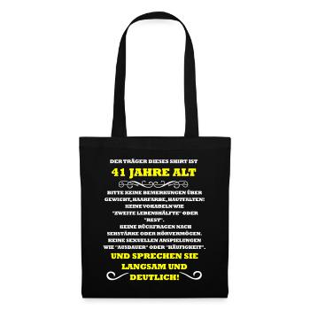 41. Geburtstag - Stoffbeutel - Schwarz - Vorne
