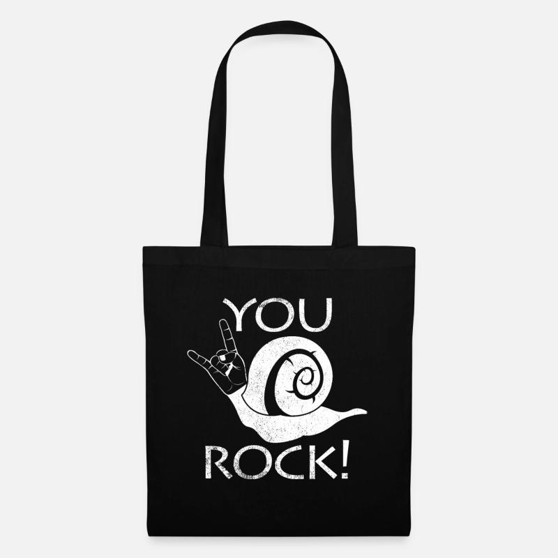 Rock and Roll Schnecke Lustige Sprüche Geschenk - Stoffbeutel - Schwarz