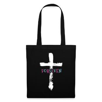 Croix - Jésus - Pardonné - Chrétien - Sac en tissu - noir - Devant