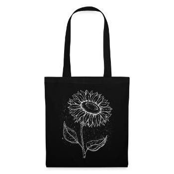 Sonnenblume Skizze Lineart Geschenk - Stoffbeutel - Schwarz - Vorne