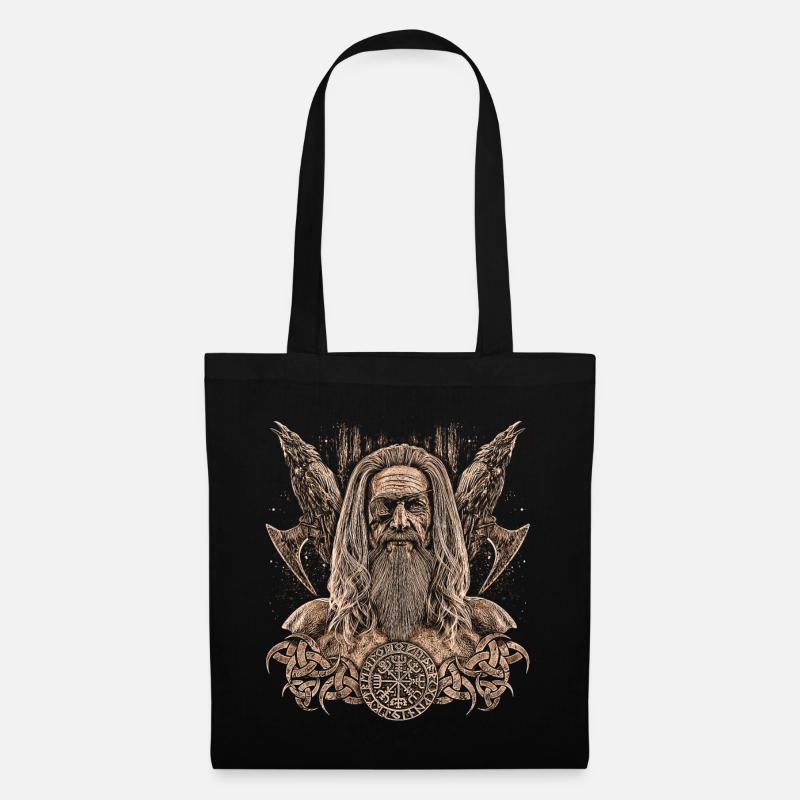 Portrait einer Illustration von Odin Geschenk - Stoffbeutel - Schwarz