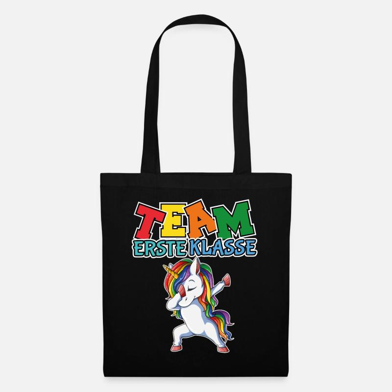 Schule Einschulung Schulanfang Einhorn Mädchen Jun - Stoffbeutel - Schwarz