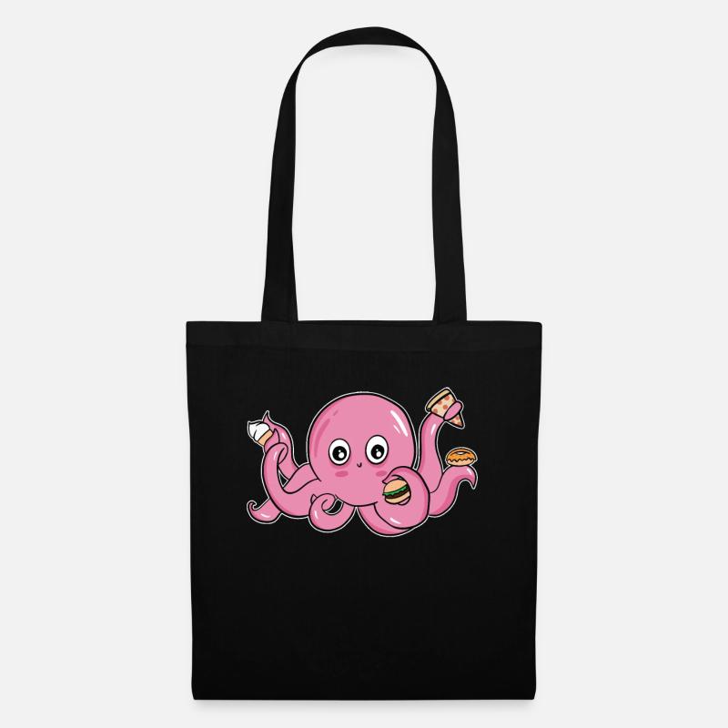 Octopus eis tintenfisch multitasking fast food - Stoffbeutel - Schwarz