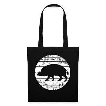 Sanglier - Sac en tissu - noir - Devant
