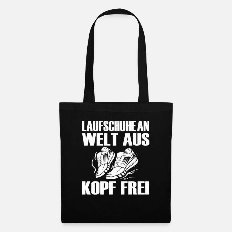 Joggen Laufen Spruch - Stoffbeutel - Schwarz