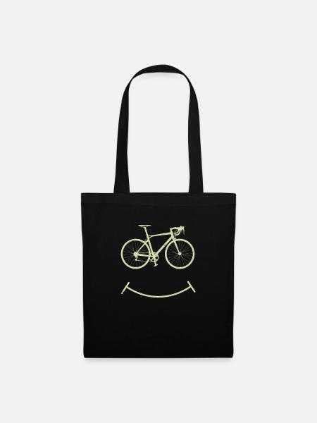 Distressed Cyclist Smile Face Fahrrad T-Shirt - Stoffbeutel - Schwarz