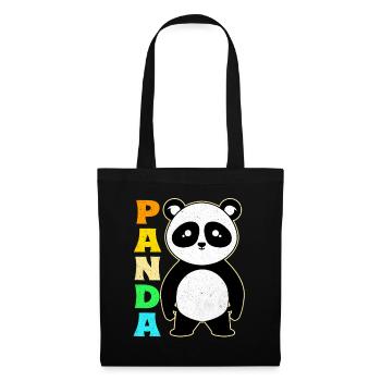 Panda - Stoffbeutel - Schwarz - Vorne