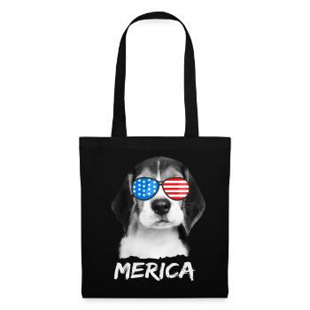 Beagle USA America Chien US États-Unis - Sac en tissu - noir - Devant