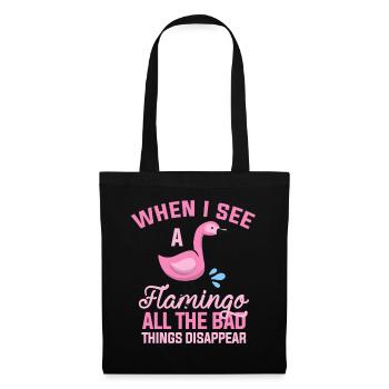 Flamingo Tier - Stoffbeutel - Schwarz - Vorne