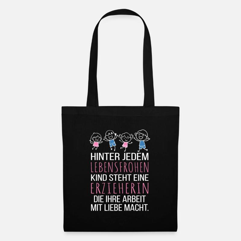 Erzieherin Lebensfrohe Kinder Abschiedsgeschenk - Stoffbeutel - Schwarz