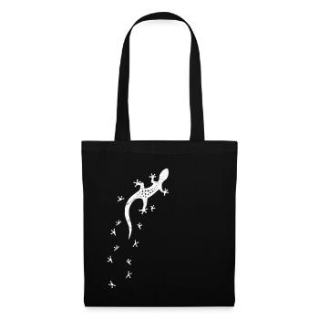 Salamandre rétro avec traces | Gecko d'escalade - Sac en tissu - noir - Devant