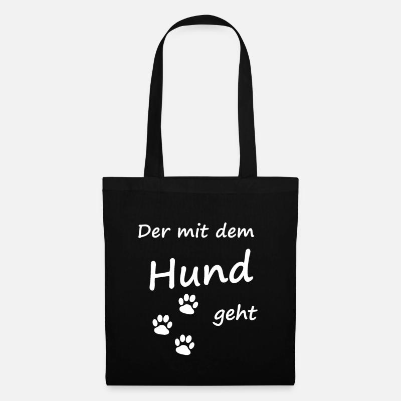 Der mit dem Hund geht - Stoffbeutel - Schwarz