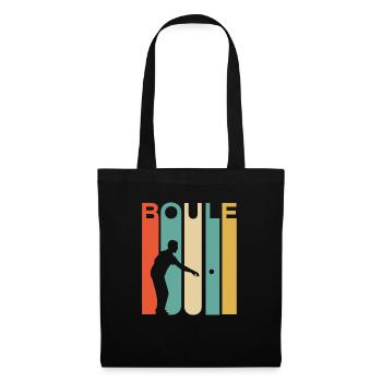 Retro Vintage Boule Sport T-Shirt Petanque Bocce - Stoffbeutel - Schwarz - Vorne