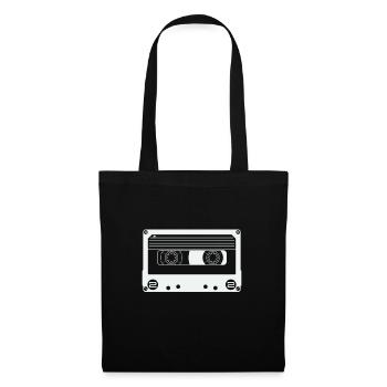 Cassette vintage rétro - Sac en tissu - noir - Devant
