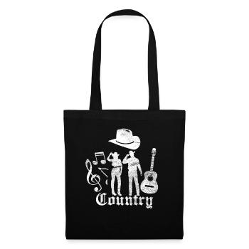 Country Musik Western T-Shirt - Stoffbeutel - Schwarz - Vorne