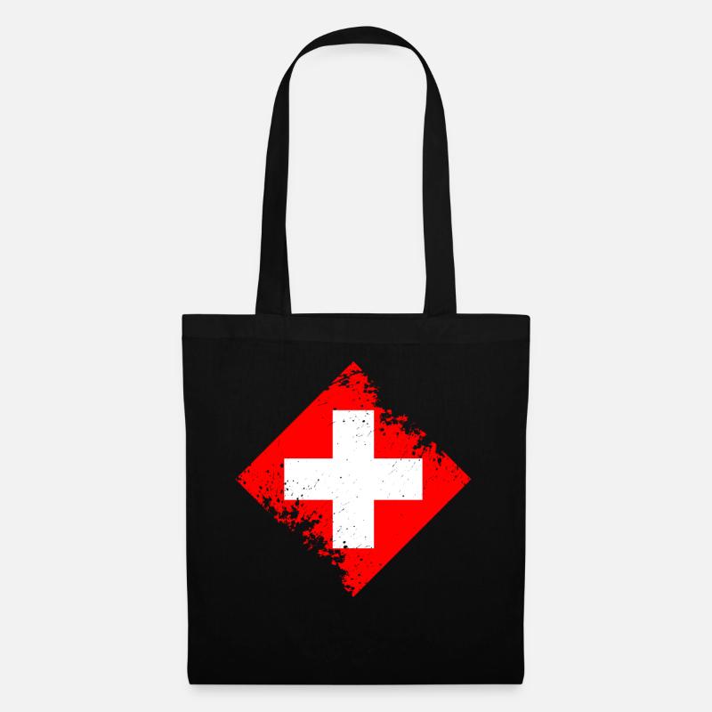 Schweiz Flagge - Stoffbeutel - Schwarz