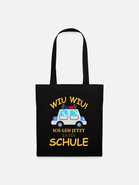 Einschulung Polizeiwagen Erstklässler Geschenkidee - Stoffbeutel - Schwarz