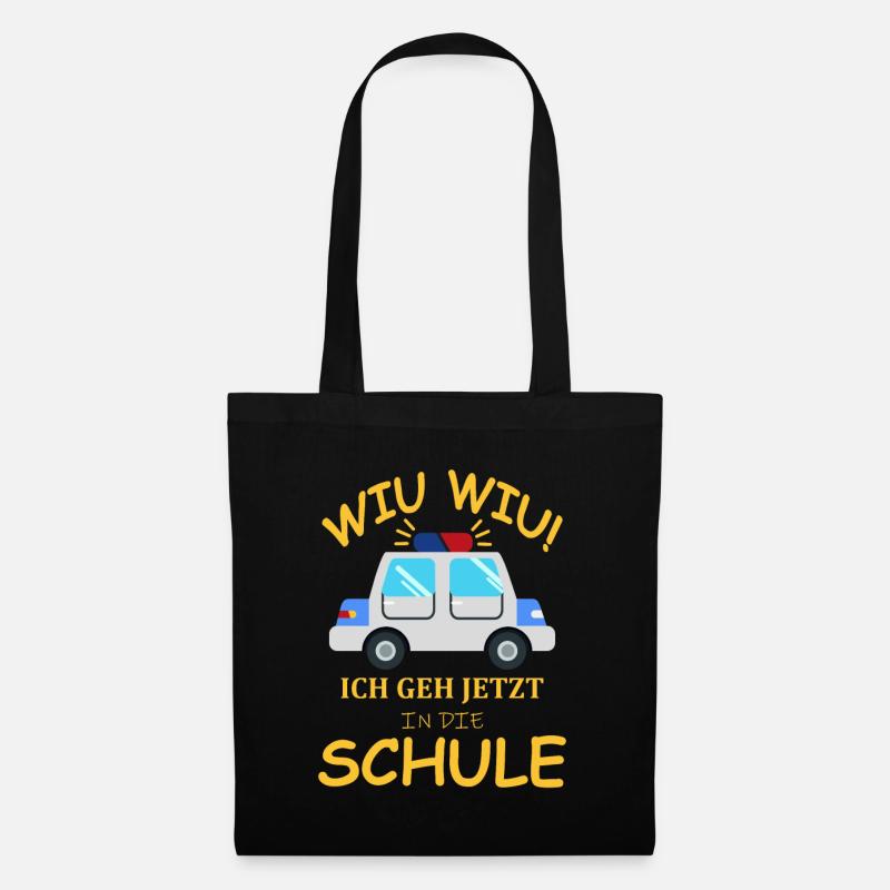 Einschulung Polizeiwagen Erstklässler Geschenkidee - Stoffbeutel - Schwarz