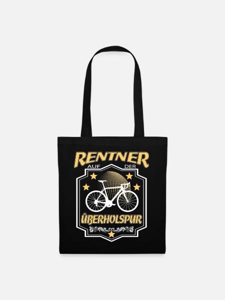 Rennrad Fahrrad Rentner auf der Ueberholspur - Stoffbeutel - Schwarz