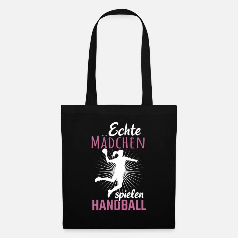 Echte Mädchen spielen Handball - Stoffbeutel - Schwarz
